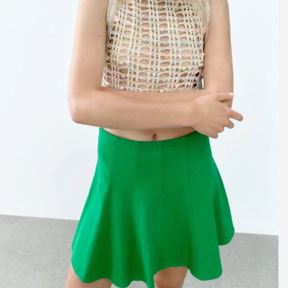 Zara linen blend mini  skirt size M - Picture 3 of 8